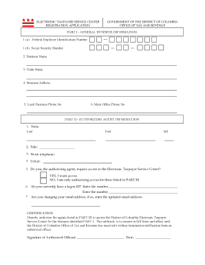 DC eTSC Business Registration Application