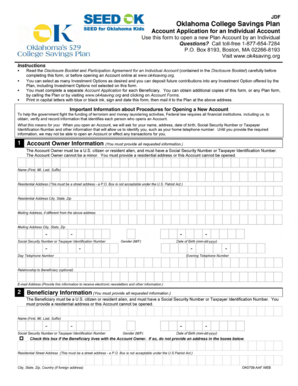 Oklahoma College Savings Plan Account Application