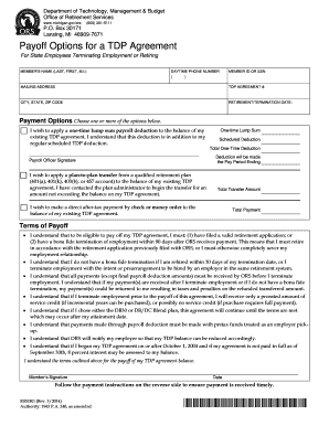 Payoff Options for a TDP Agreement