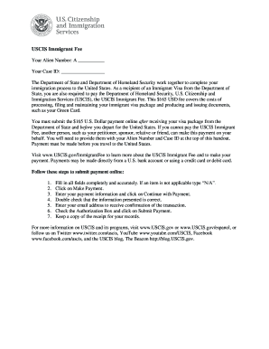 USCIS Immigrant Fee Form