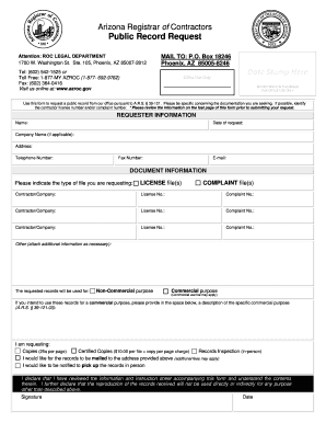Arizona Public Record Request Form