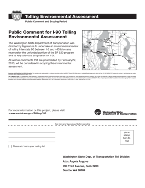 I-90 Tolling Environmental Assessment Comment Form