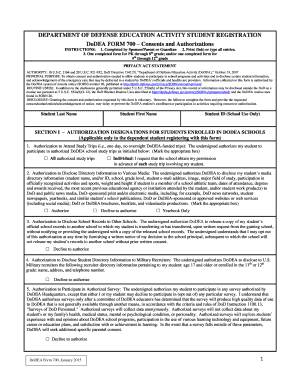 DoDEA Student Registration and Consent Form