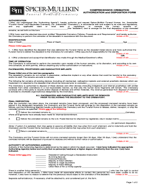 Comprehensive Cremation Authorization Form