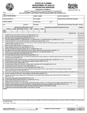 Florida Pharmacy Inspection Report