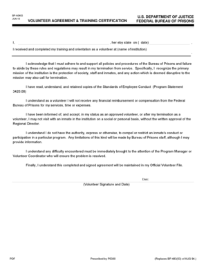 Volunteer Agreement & Training Certification