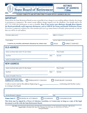 Retiree Change of Address Form