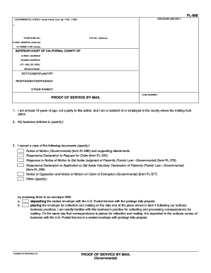 Proof of Service by Mail Form FL-686