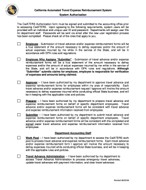 California Automated Travel Expense Reimbursement System Authorization