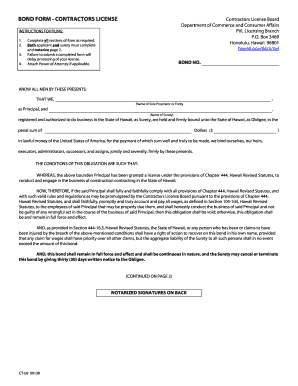 Contractors License Bond Form