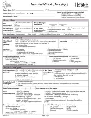 Breast Health Tracking Form