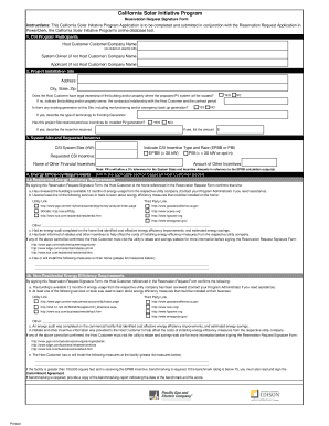 California Solar Initiative Program Reservation Request Signature Form