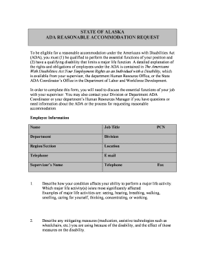 Alaska ADA Reasonable Accommodation Request
