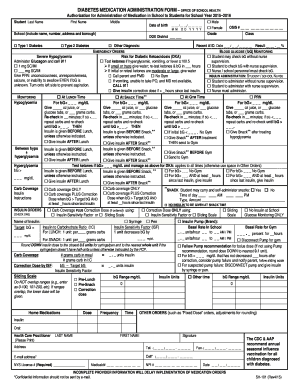 Diabetes Medication Administration Form
