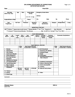 Oklahoma Antepartum Record