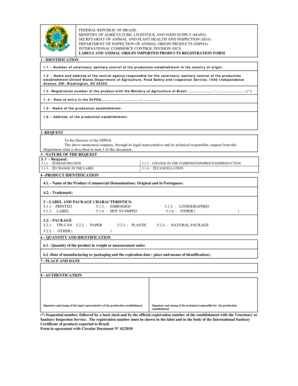Brazil Animal Origin Imported Products Registration Form