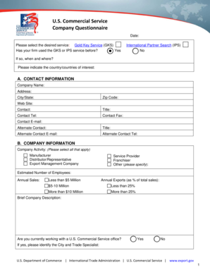 US Commercial Service Company Questionnaire