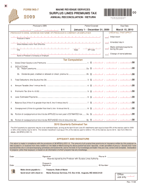 Maine Surplus Lines Premiums Tax Form