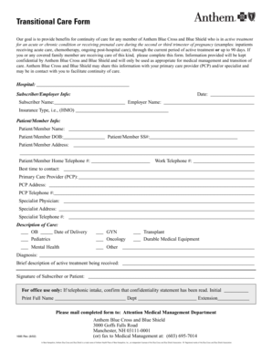 Transitional Care Form