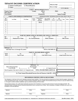 Tenant Income Certification Form