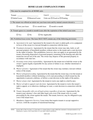HOME Lease Compliance Form