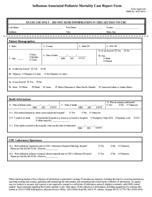 Influenza-Associated Pediatric Mortality Case Report Form