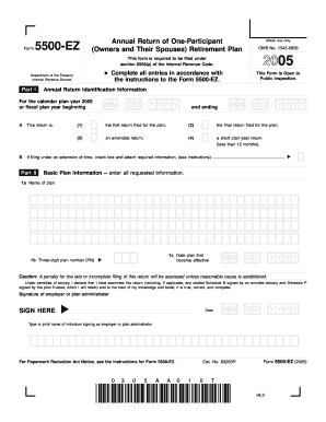 Form 5500-EZ Annual Return