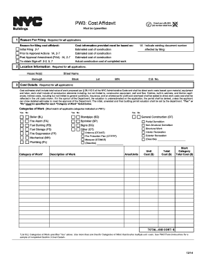 Cost Affidavit Form PW3
