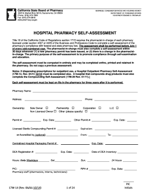 California Hospital Pharmacy Self-Assessment Form