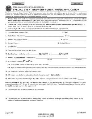 Oregon Special Event Brewery-Public House Application