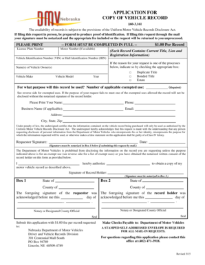 Nebraska Vehicle Record Request Form