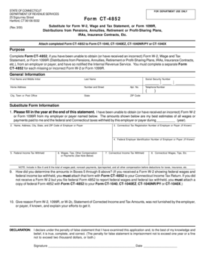 Connecticut Substitute Form CT-4852