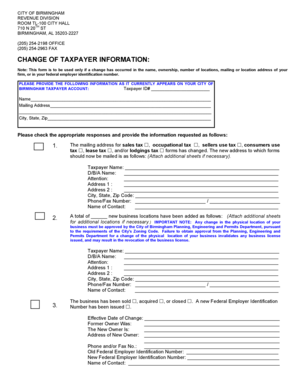 CHANGE OF TAXPAYER INFORMATION: - birminghamal