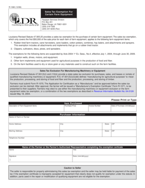 Louisiana Farm Equipment Sales Tax Exemption Form