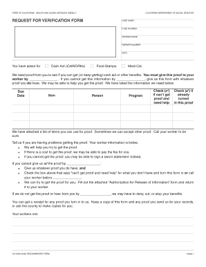 Request for Verification Form CW 2200