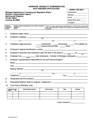 Demand letter for small claims - Self-Insurer Applicant: Application for workers disability compensation self-insured authority is made on Form WC-402 - michigan