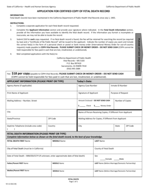 California Fetal Death Record Application