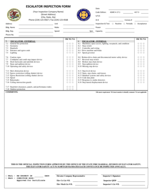 Escalator Inspection Form