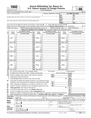 IRS Form 1042 Annual Withholding Tax Return