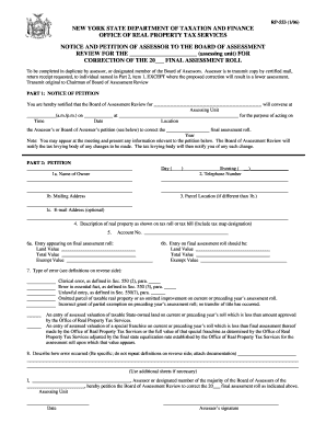 New York State Property Tax Assessment Correction Form