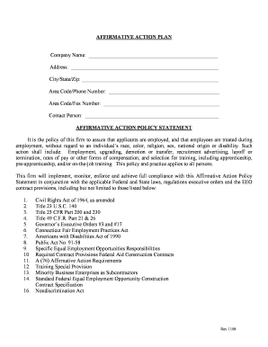 Affirmative Action Plan Template