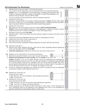 2013 Estimated Tax Worksheet