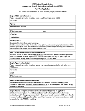 NARA ARCIS New User Application