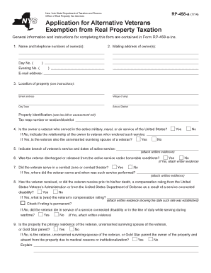 New York State Alternative Veterans Exemption Application