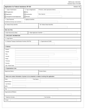Application for Federal Assistance SF-424