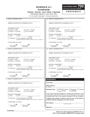 California Form 700 Amendment Schedule A-1