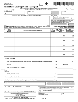 Texas Mixed Beverage Sales Tax Report