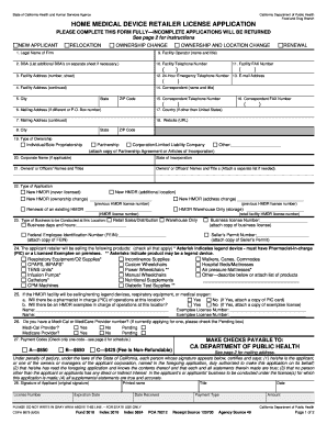 California Home Medical Device Retailer License Application