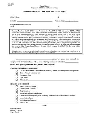Illinois Child Caregiver Information Form
