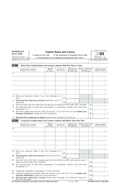 Schedule D (Form 1040) Capital Gains and Losses